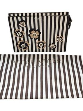 Henri Bendel RARE Striped Petal Signature Stripes 3D Floral Appliqués Dusty NWOT